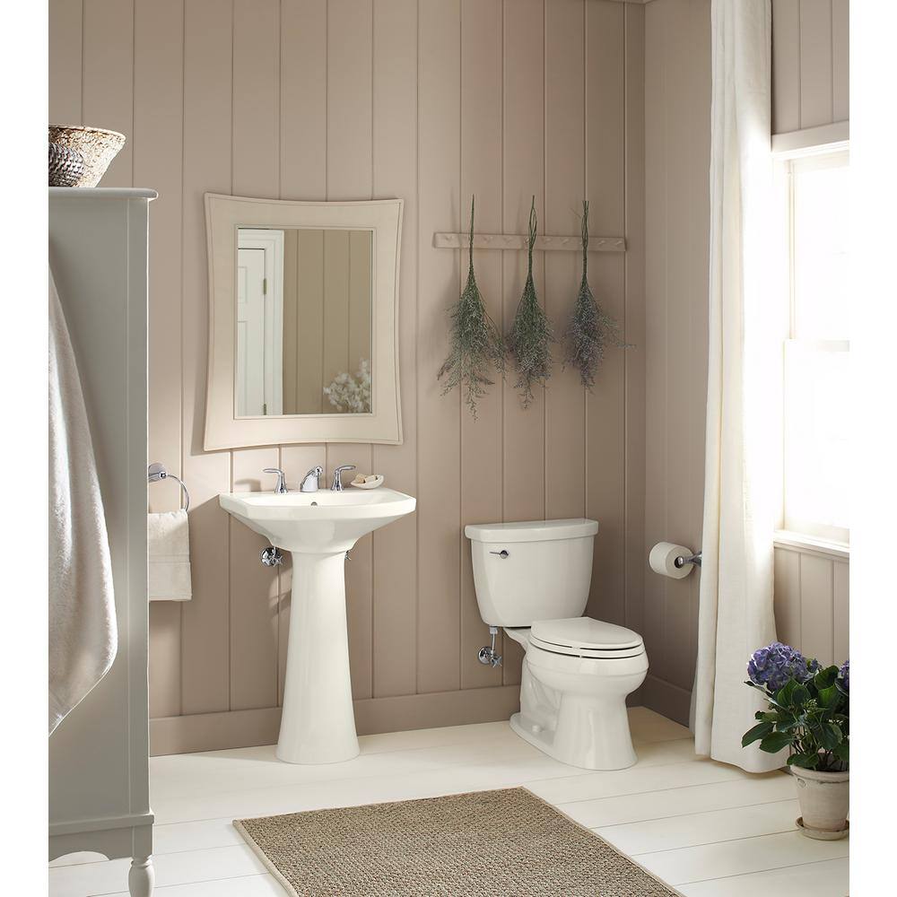 Biscuit Ceramic 23" Pedestal Bathroom Sink with Overflow