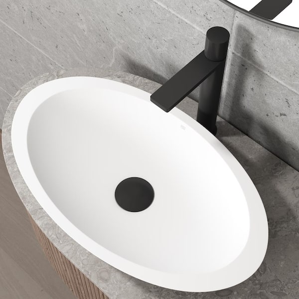 VIGO Vessel Bathroom Sink Pop-Up Drain And Mounting Ring In Matte Black VIGO Vessel Bathroom Sink Pop-Up Drain And Mounting Ring In Matte Black