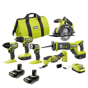 ONE+ 18V Cordless 6-Tool Combo Kit w/ 1.5 Ah Battery, 4.0 Ah Battery, & Charger w/ (2) 2.0 Ah HIGH PERFORMANCE Batteries
