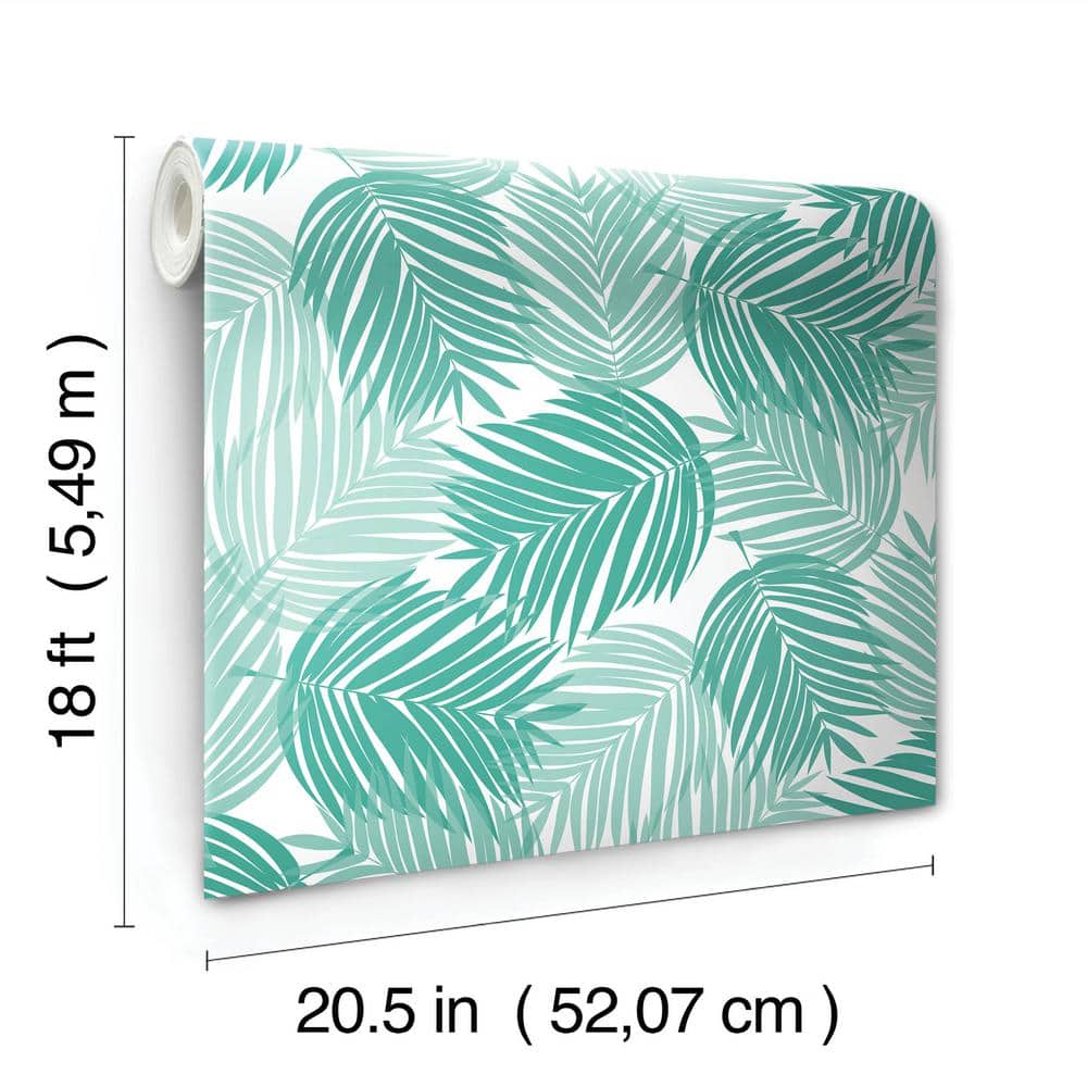 Tropical Teal Palm Leaf Peel and Stick Wallpaper