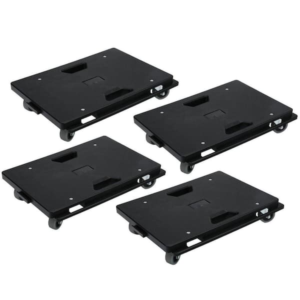 500 lb. Black Connectable Furniture Dolly with 4 Wheels, Small Flat Dolly Cart for Appliance (4-Pack)
