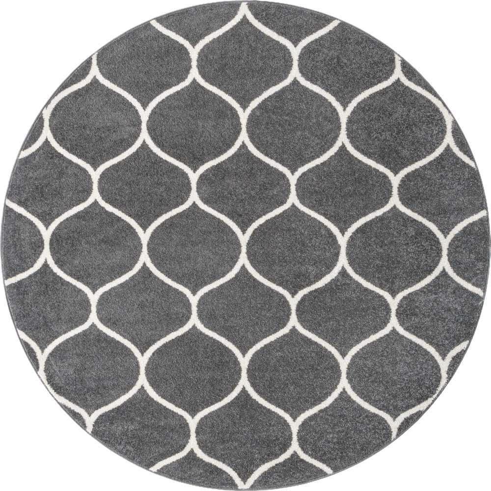 Trellis Frieze Rounded Dark Gray 6 ft. x 6 ft. Area Rug price history on PriceWatchPro
