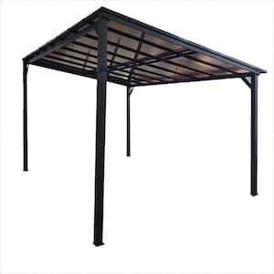 Raymond 10 ft. x 14 ft. Modern Outdoor Metal Frame Hardtop Gazebo with Brown Polycarbonate Roof Permanent Pavilion