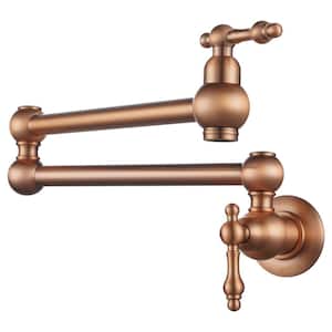 Wall Mounted Pot Filler with Double Handle in Copper