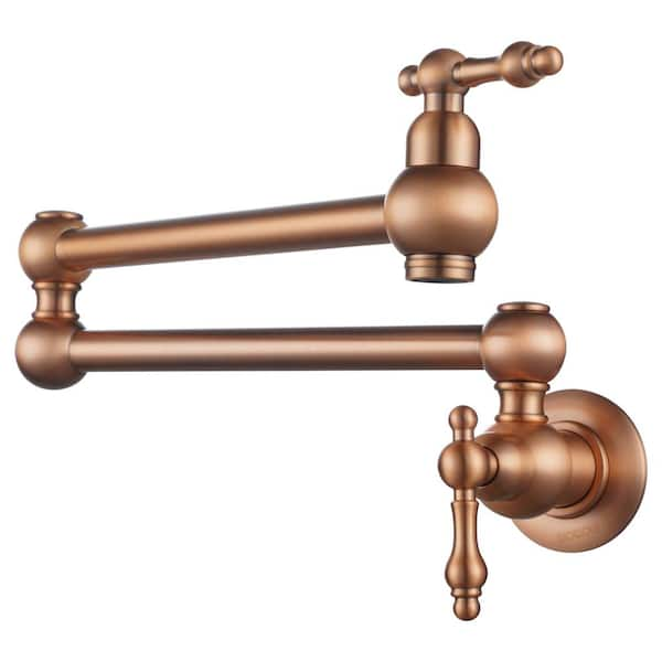 Iviga Wall Mounted Pot Filler With Double Handle In Copper Vg412037br The Home Depot 7335