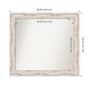 Alexandria Whitewash 33.25 in. x 30.25 in. Custom Non-Beveled Wood Framed Bathroom Vanity Wall Mirror