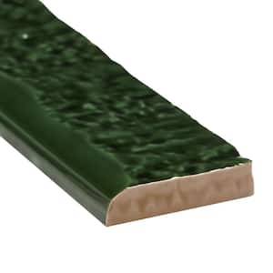 Virtuo Emerald Green 1.45 in. x 9.21 in. Polished Crackled Ceramic Bullnose Tile Trim