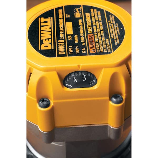 DEWALT 12 Amp Corded 2-1/4 Horsepower Electronic Variable Speed Fixed Base  Router with Soft Start DW618 The Home Depot