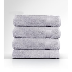 4-Piece Dark Gray Geometric 100% Cotton Bath Towel Set