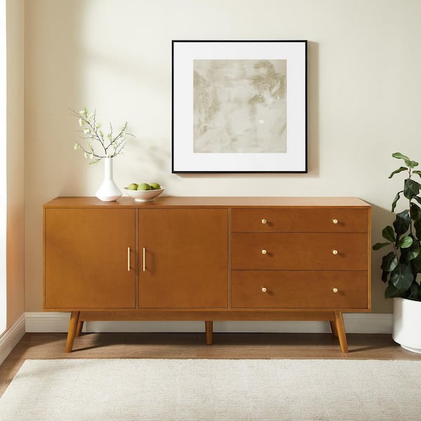 Walker Edison Furniture Company Acorn 70 in. Mid-century Modern 3-Drawer and 2-Door Sideboard