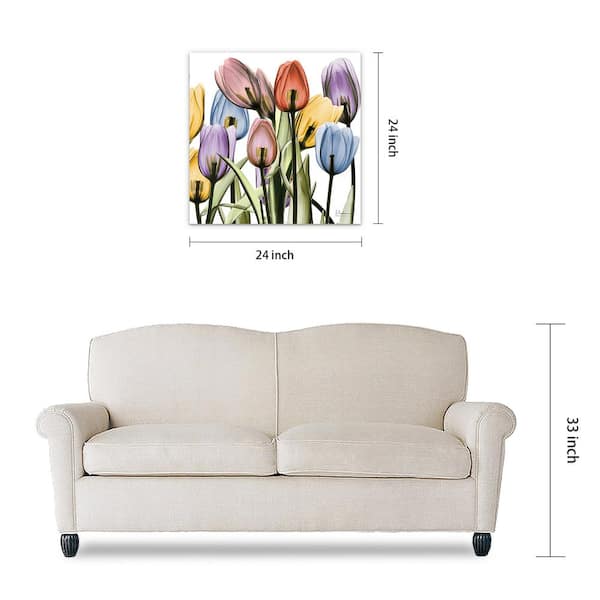 "Tulip Scape X-Ray II" Frameless Free Floating Tempered Glass Panel Graphic Wall Art