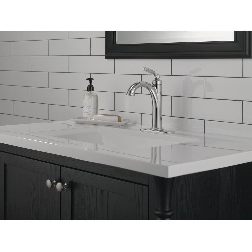 Chrome Single Handle Modern Bathroom Faucet with Drain Assembly