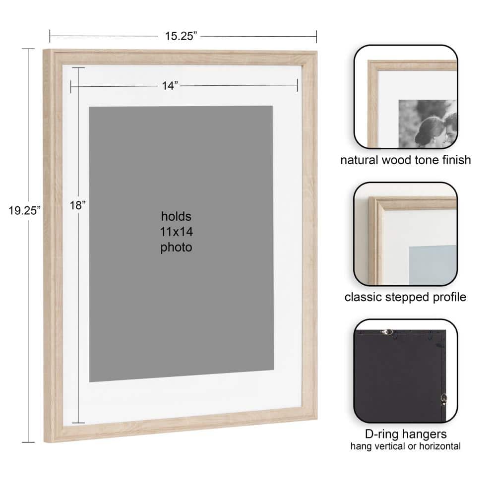 Natural Wood Grain Rectangular Picture Frame Set of 3