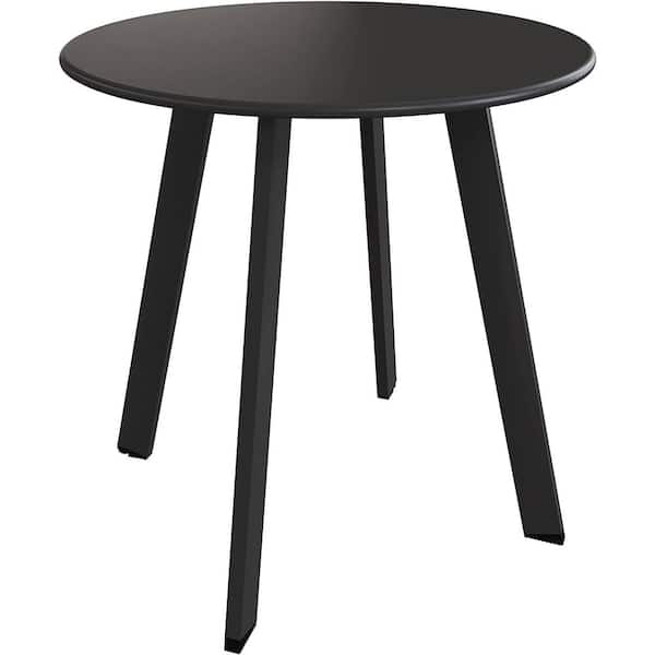 Cubilan Steel Patio Side Table, Weather Resistant Outdoor Round End Table in Black Square Feet