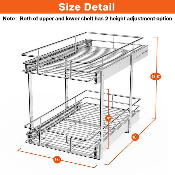 HomLux 14-in W x 16.4-in H 2-Tier Cabinet-mount Metal Soft Close