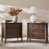 JAYDEN CREATION Roland Walnut 3-Drawer 28 in. W Nightstand Set of 2 with Built-In Charging Station NSE1427-WAL-S2