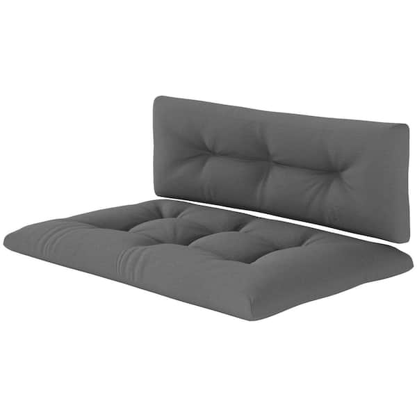 47 in. W x 30 in. D 2-Seat Loveseat Pallet Cushions Outdoor 3.9 in. Thick Replacement Cushions-Tufted Design, Light Grey