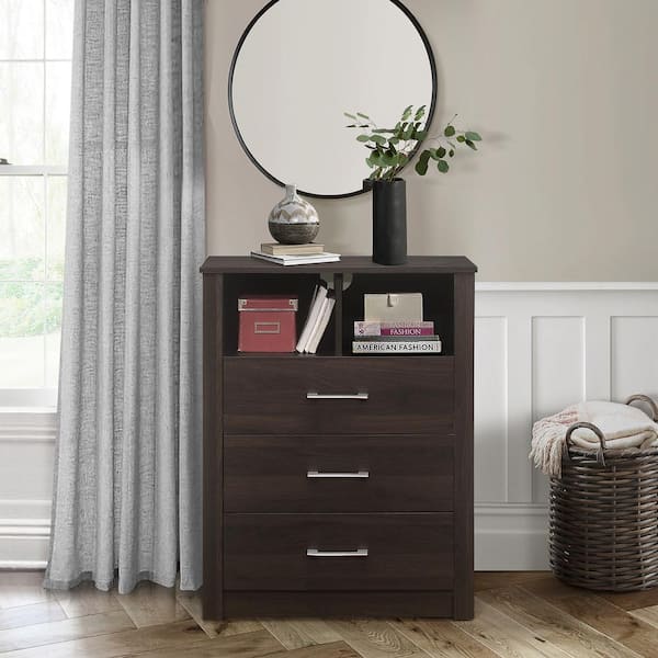 Hillsdale Furniture Allman 3-Drawer Brown Dresser with Shelf 36 x 27.5 x 13