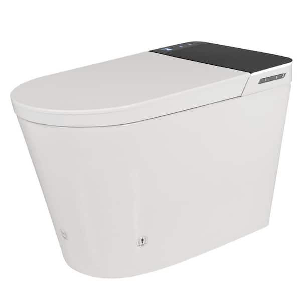 Tankless Elongated Electric Smart Toilet in White with Front/rear Wash, Warm Seat, Air Dry, Foot Sensor and Auto Flush