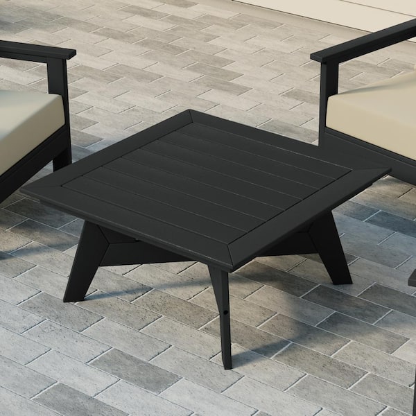 Birchwood Outdoor Patio 37 in. Square HDPE Conversation Coffee Table in Black