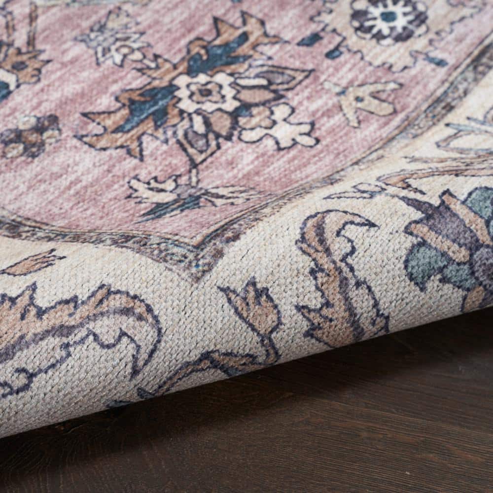 Brilliance 4' x 6' Beige Multicolor Washable Synthetic Rug