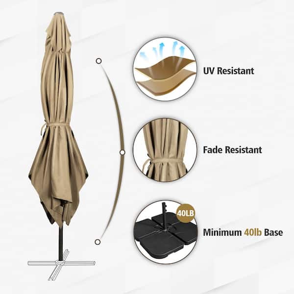 9ft. x 6.5ft. Rectangular Market Patio Umbrella in Khaki