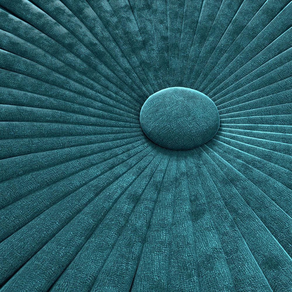 Teal Velvet Tufted Round Pouf Ottoman