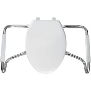 Medic-Aid Never Loosens Elongated Commercial Plastic Closed Front Toilet Seat in White with DuraGuard