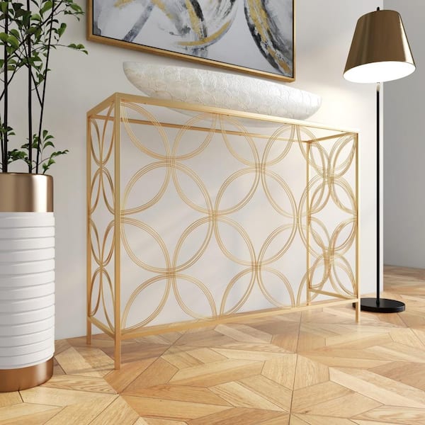 Litton Lane 42 in. Gold Extra Large Rectangle Metal Open
