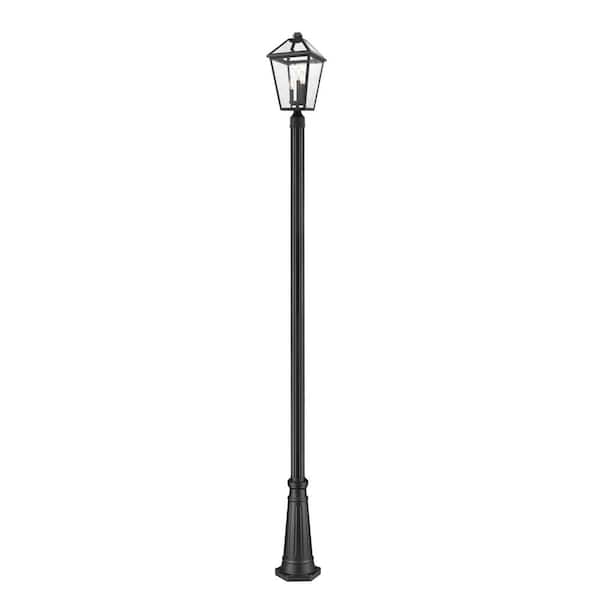 Unbranded Talbot 3-Light Black 113.75 in. Aluminum Hardwired Outdoor Weather Resistant Post Light Set with No Bulb Included
