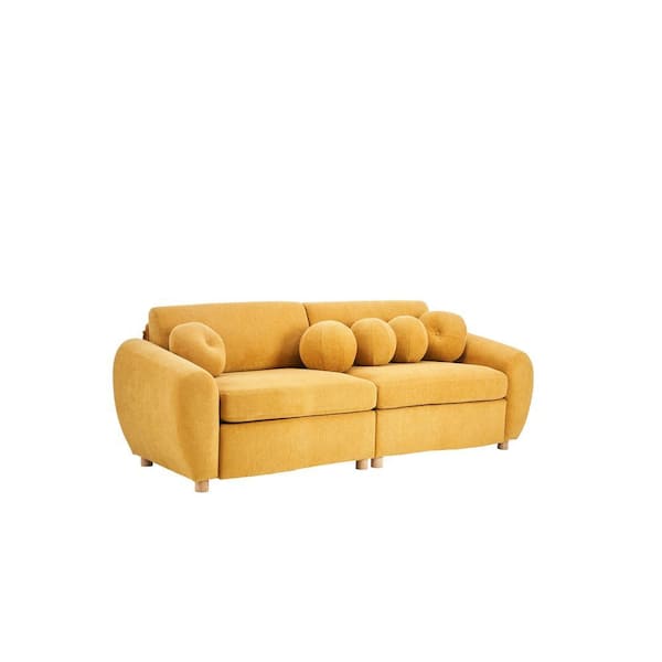Z-joyee 84.6 in Wide Round Arm Chenille Rectangle Modern