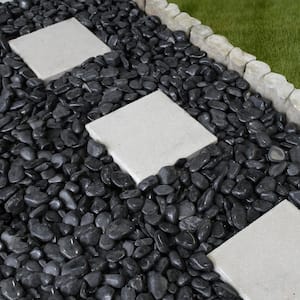 0.5 in. to 1.5 in., 20 lb. Small Black Super Polished Pebbles