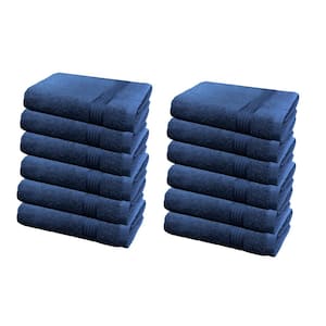 12-Piece Navy Geometric 100% Cotton washcloth Towel Set