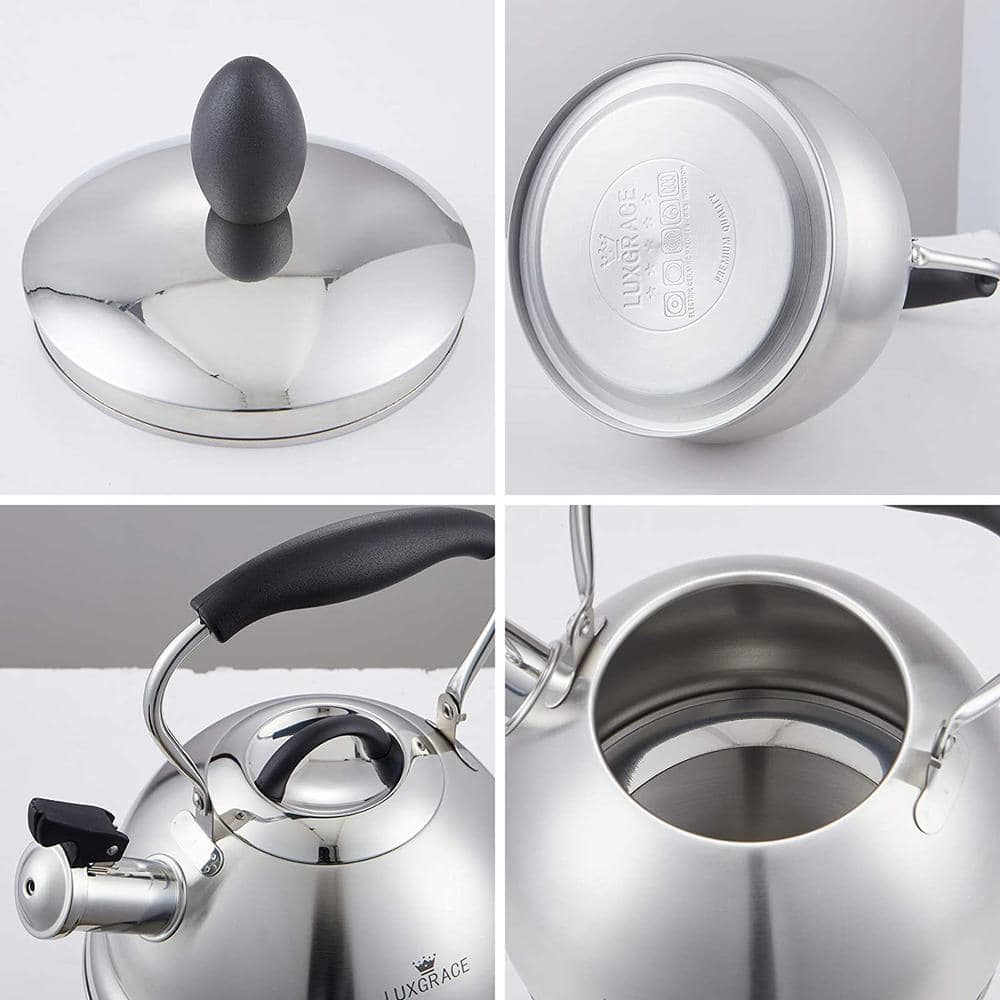 2.6 Quarts Satin Finish Stainless Steel Whistling Stovetop Tea Kettle