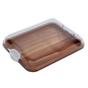 11x14-in Build-A-Board Acacia Cutting Board w/Built-in Compartments and Clear Locking Lid w/White Handles