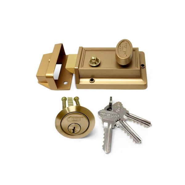 Premier Lock Bronze Laquer Single Cylinder Deadbolt Lock with Night