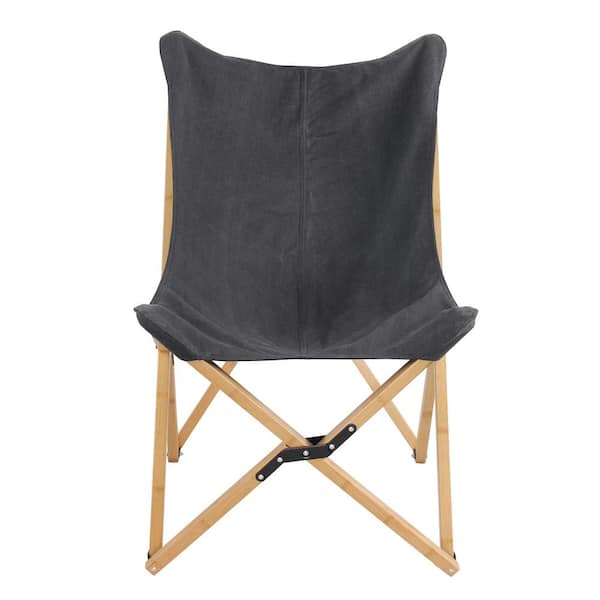 AmeriHome Black Canvas and Bamboo Butterfly Chair