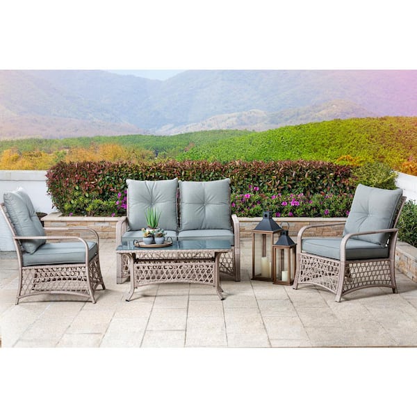 glitzhome 4 piece outdoor patio wicker chair set