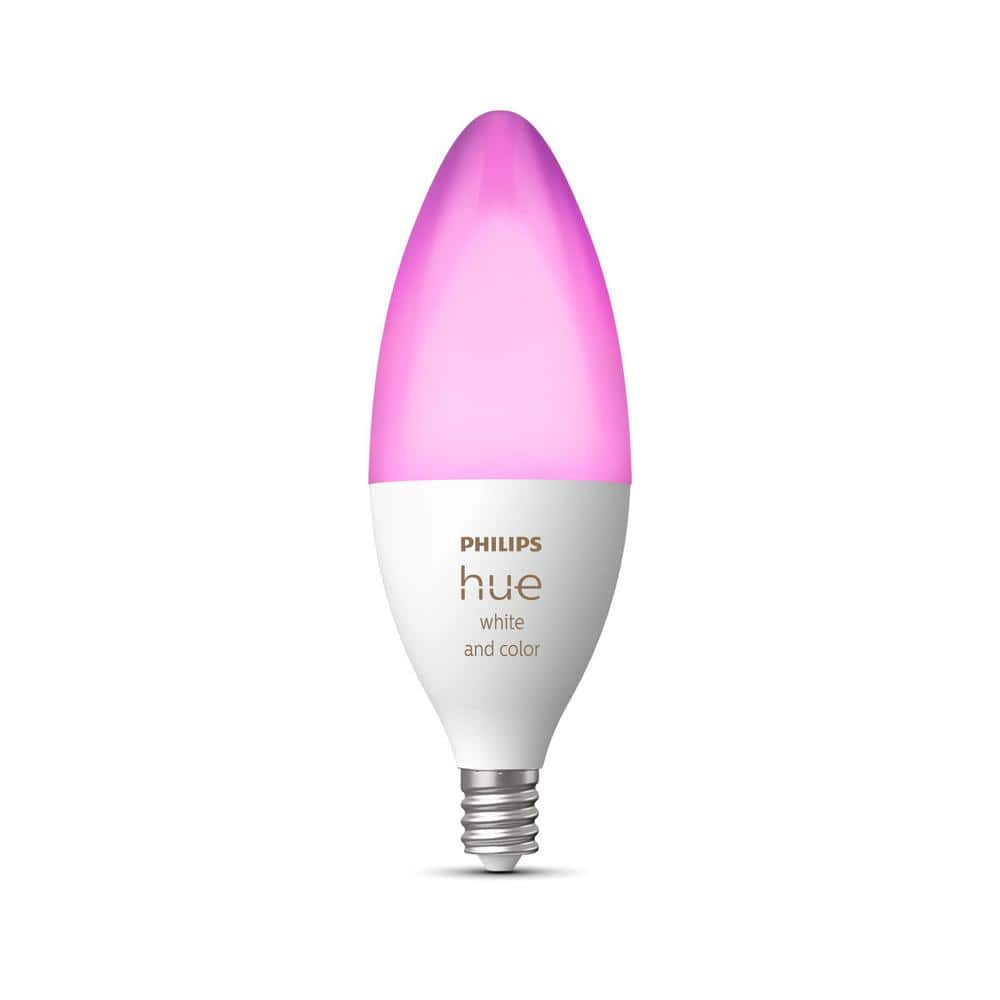 Smigre Allieret etnisk Philips Hue White and Color Ambiance E12 LED 40W Equivalent Dimmable  Decorative Candle Smart Wireless Light Bulb (1-Pack) 556968 - The Home Depot