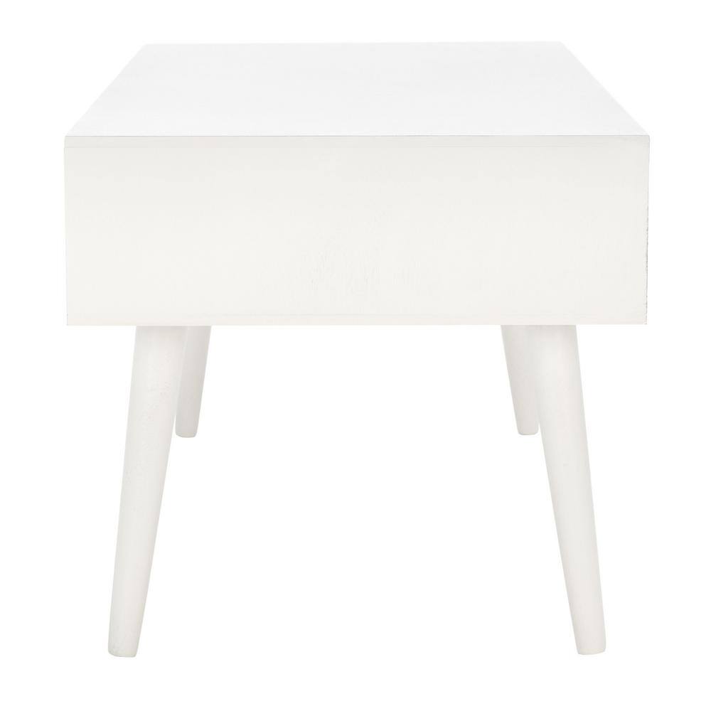 Mozart Mid-Century Rectangular Coffee Table with Storage - Distressed White