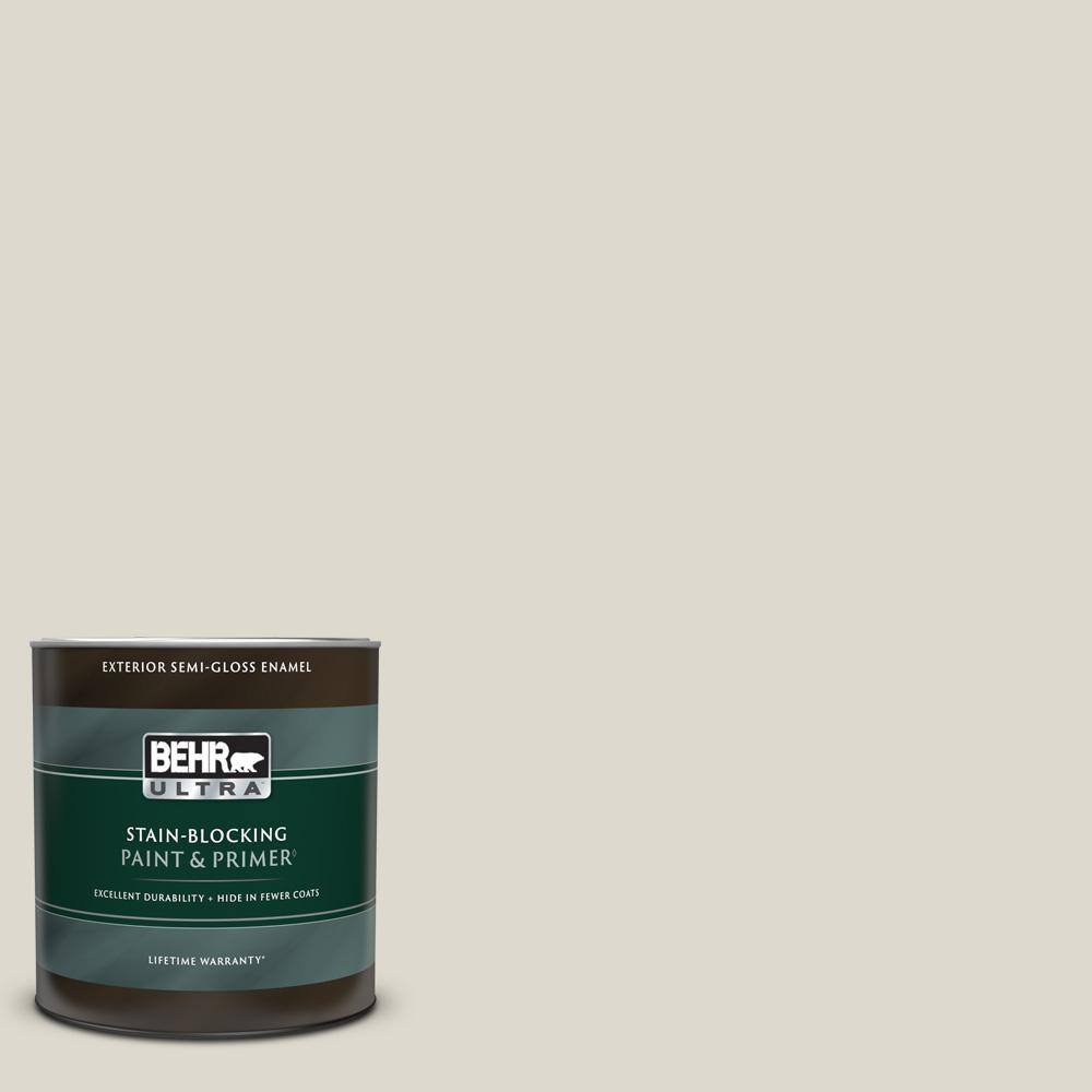 BEHR ULTRA 1 qt. #N320-1 Campfire Ash Semi-Gloss Enamel Exterior Paint ...