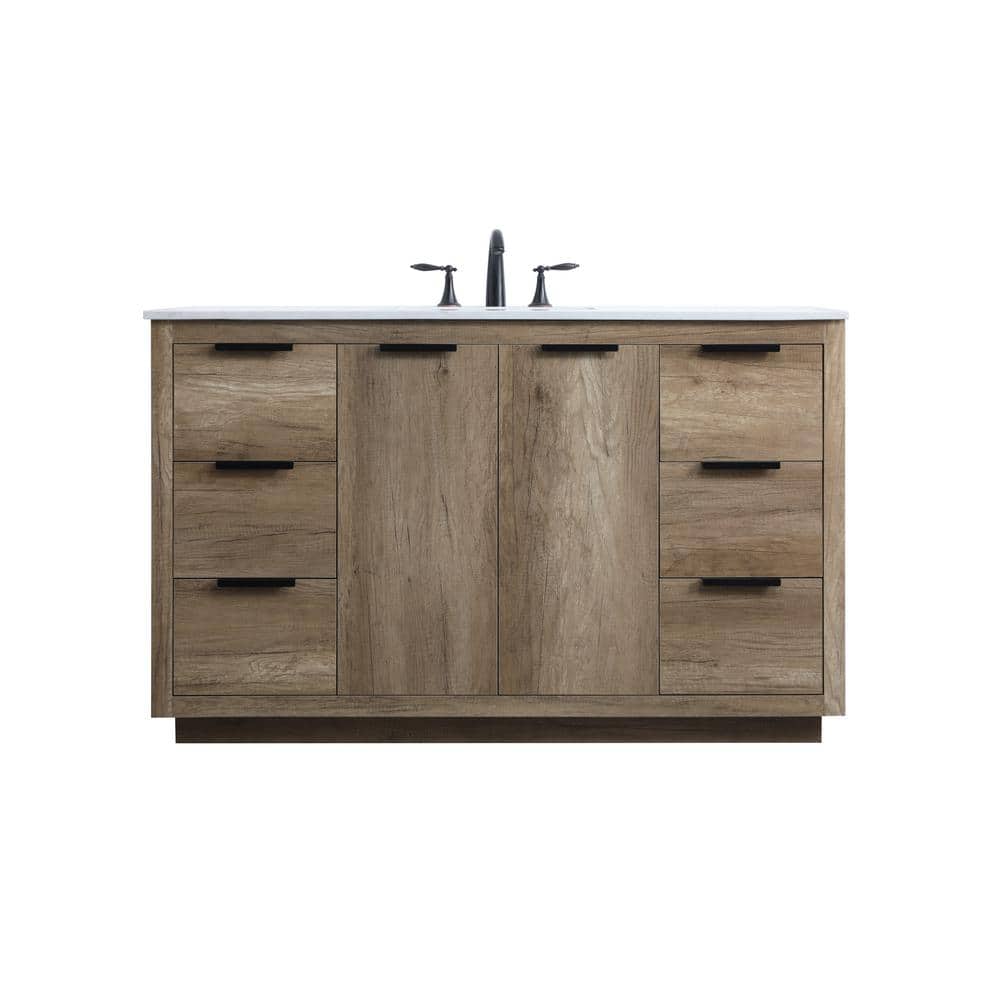 54 in. W x 22 in. D x 34 in. H Bath Vanity in Natural Oak with White Engineered Marble Top price history on PriceWatchPro