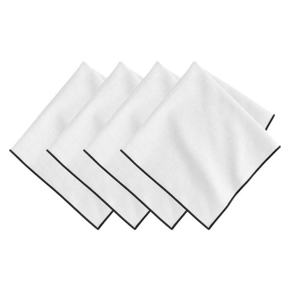Rock Merrow Stitch Cotton Napkin, Set of 4, White - 21"W x 21"L