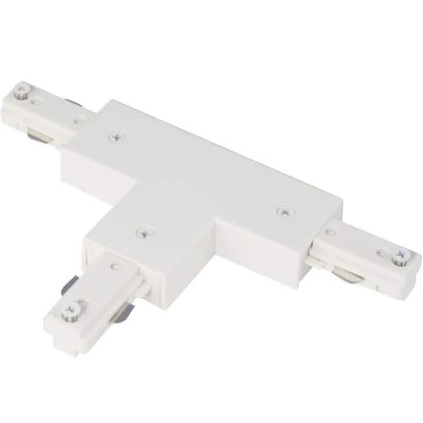 CAL Lighting 0.8 in. H White Single Circuit T-Shape Metal Track Lighting Connector with Left Polarity H-Type