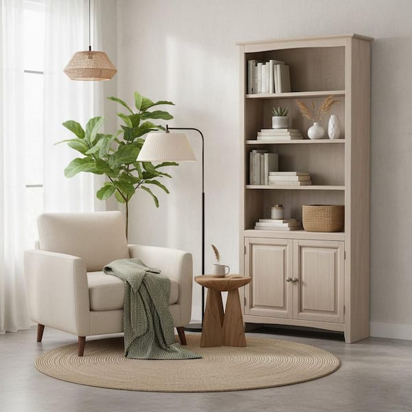 72 in. Weathered Taupe Gray Wood 6-shelf Standard Bookcase with Adjustable Shelves