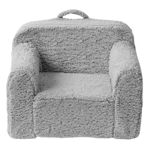 Kids Armchair Gray Plastic Outdoor Rocking Chair with CushionGuard Gray Cushion, Kids Sofa with High-density