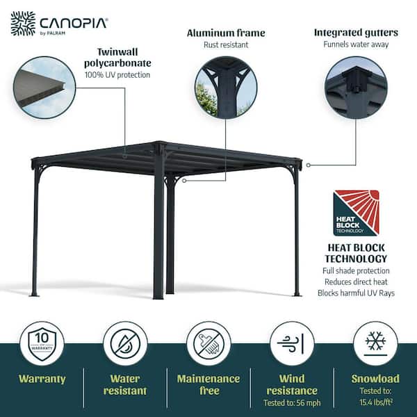 Milano 10 ft. x 10 ft. Gray/Gray Outdoor Gazebo