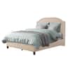 CorLiving Florence Cream Fabric King Bed Frame with Arched Headboard and Nailhead Trim Accents FLR-524-K