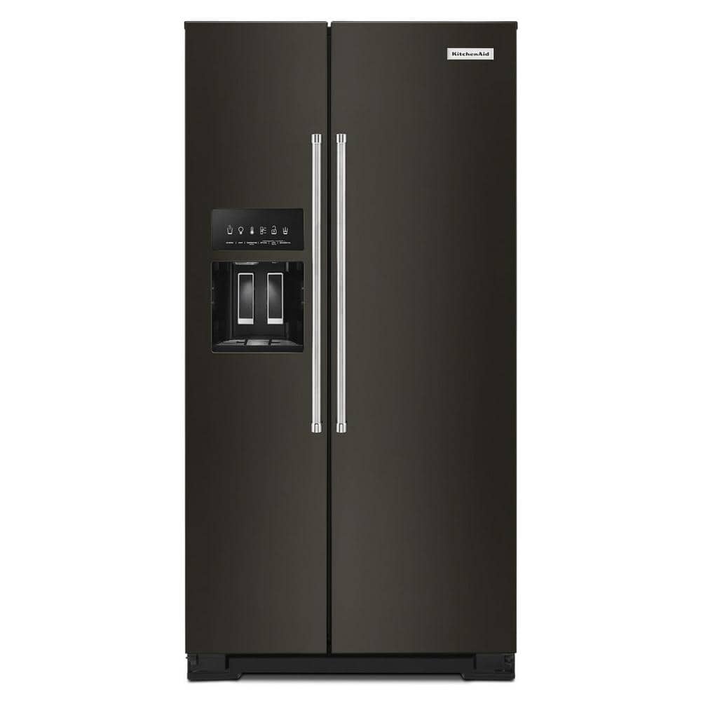 KitchenAid 36 in. W 22.6 cu. ft. Side by Side Refrigerator in PrintShield Black Stainless Steel, Counter Depth, Black Stainless with PrintShield Finish