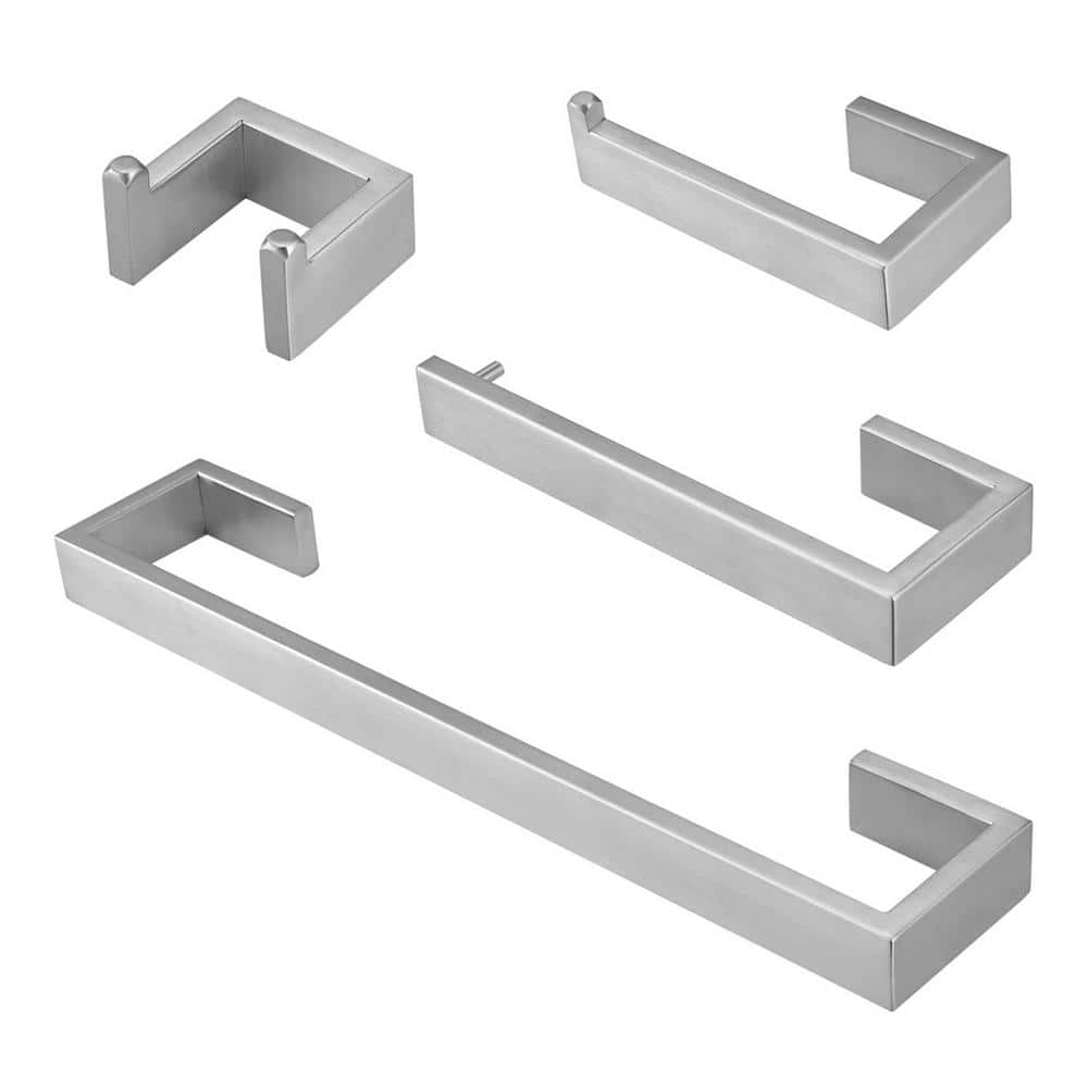 4-Piece Bath Hardware Set with Toilet Paper Holder, Towel Hook and 23.6 in.